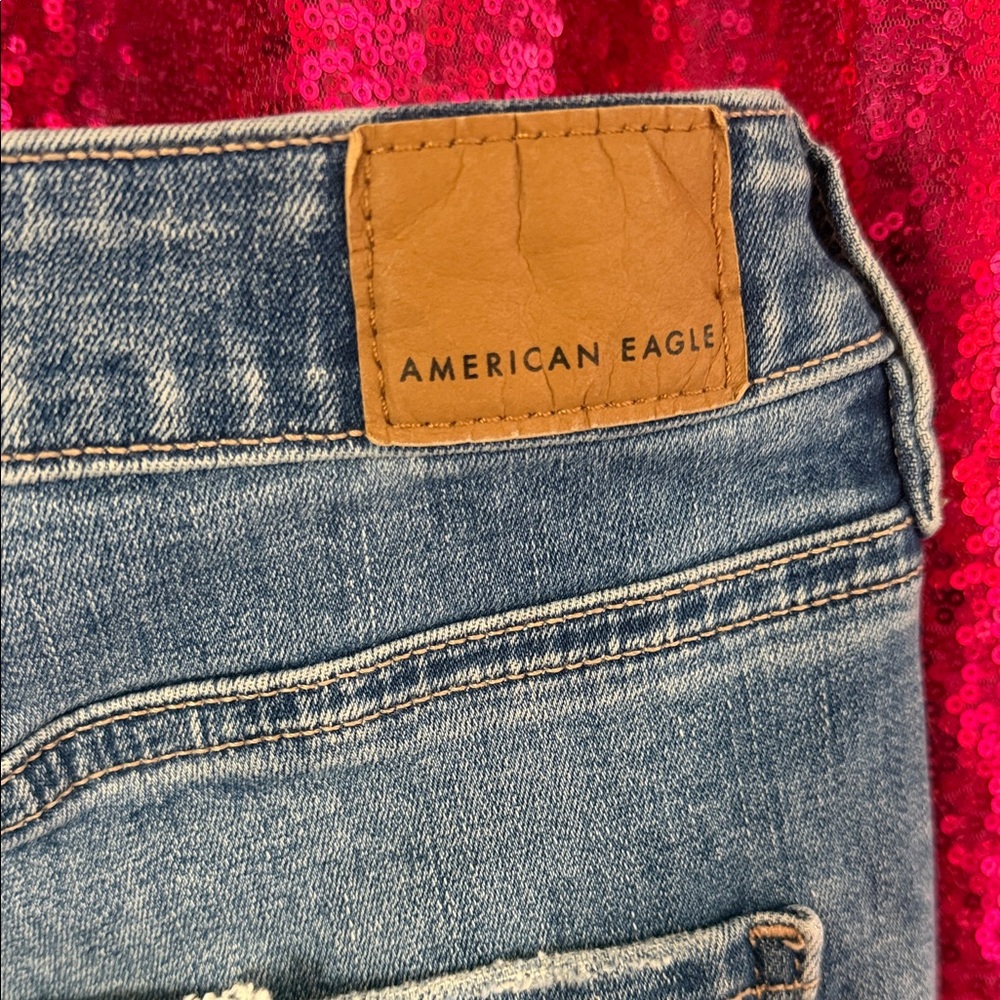 American Eagle Outfitters Skinny Distressed Jeans - Blue - Picture 6 of 8